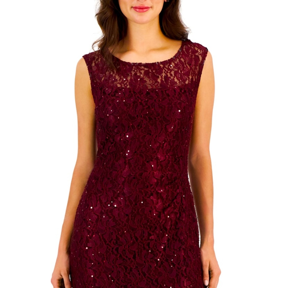 Perfect dress for wedding guest.  Beautiful burgundy color with sparkle.